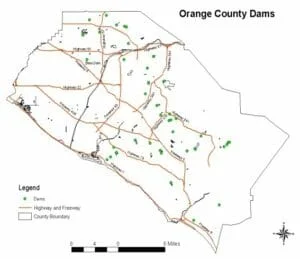 Dams in Orange County Map