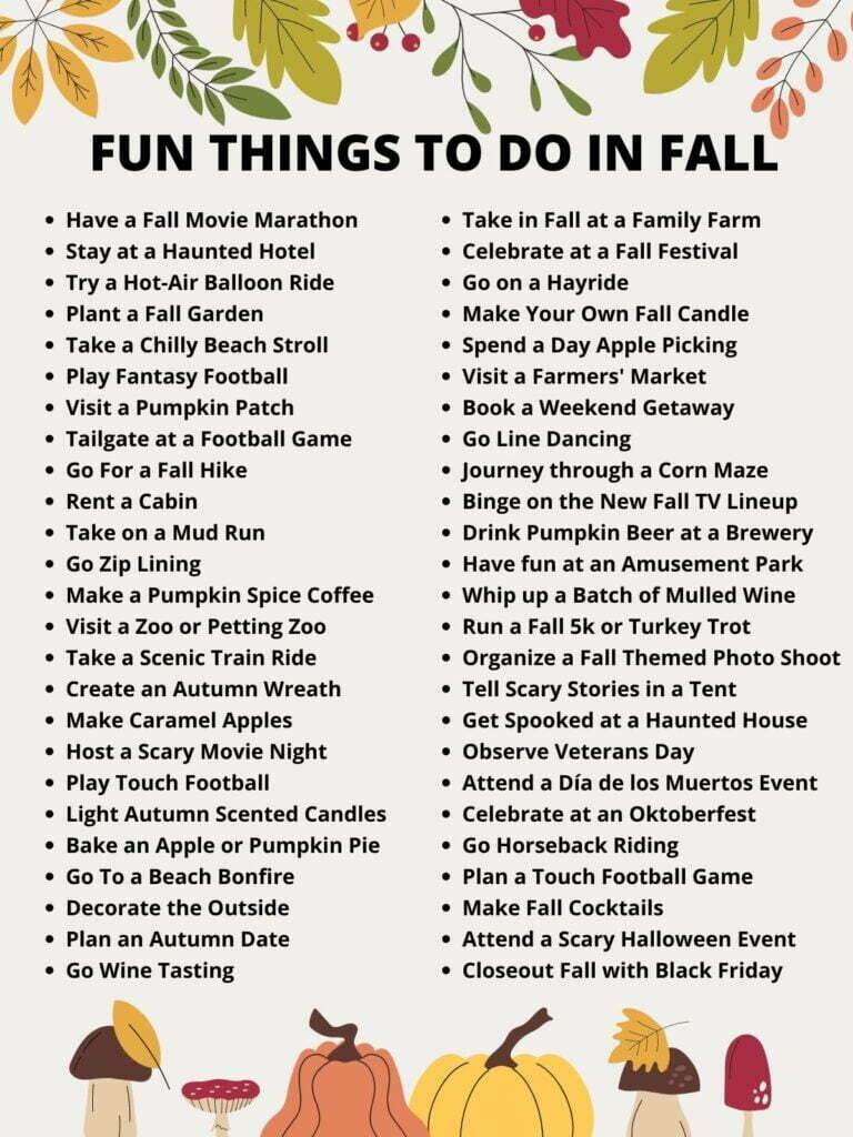 Bucket List of Things to do in Fall