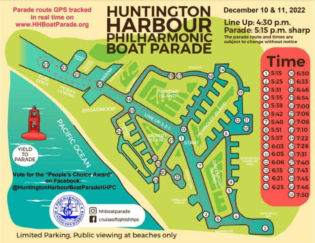 Huntington Harbour Boat Parade Map 2022