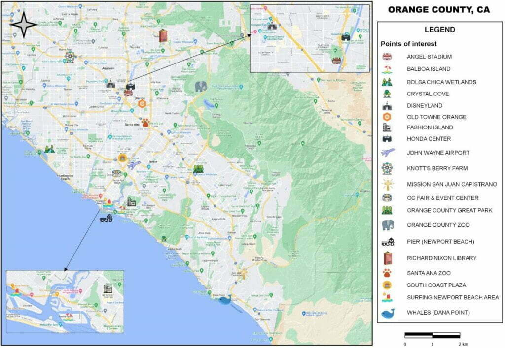 Orange County Points of Interest Map