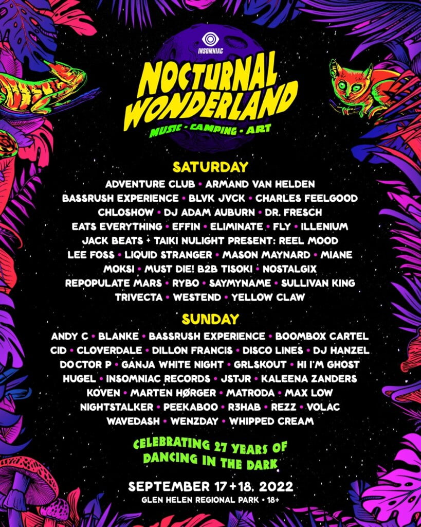 Nocturnal Wonderland Festival Lineup 2023