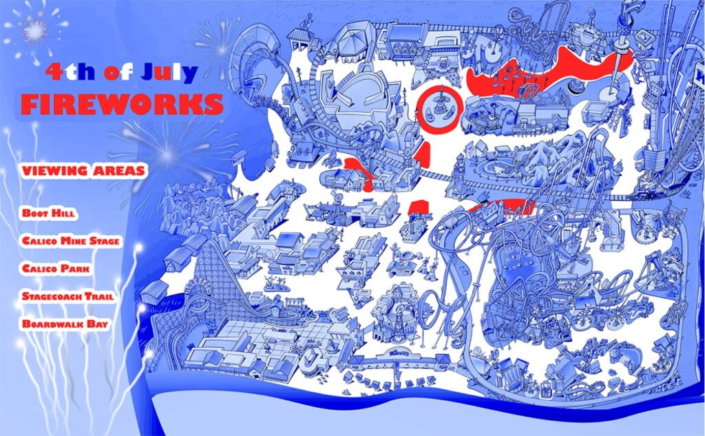 Knott's Berry Farm 4th of July Fireworks Map