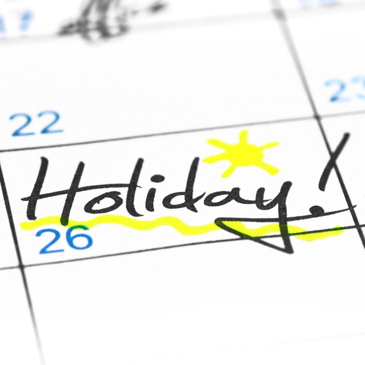Federal & California Holiday Calendar