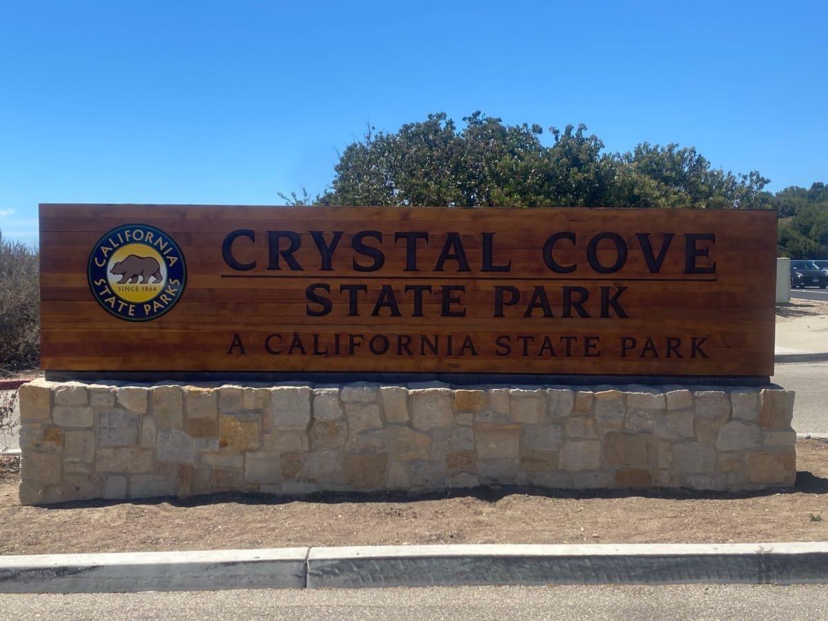 Crystal Cove State Park entrance sign