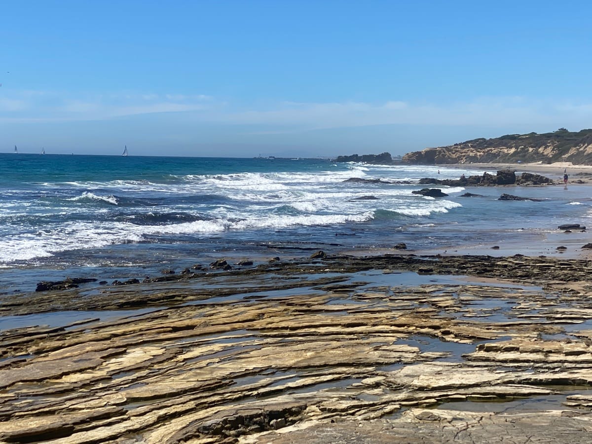 Rocky tide pools along the coastline at Crystal Cove State Park